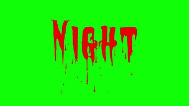 Yeşil ekranda kan damlatan gerçekçi metin animasyonu korku tanıtımları, Cadılar Bayramı videoları ve ürkütücü sinema başlıkları için ideal..