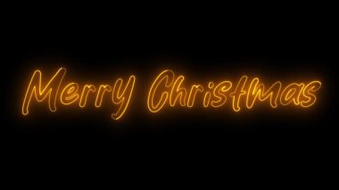 Siyah arkaplanda turuncu neon renkli Mutlu Noeller metin animasyonu