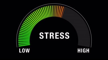 Canlandırılmış neon stres ölçer, yeşil seviyeden kırmızı seviyeye geçerek, performansı, enerji seviyelerini ve sağlık ölçüm göstergelerini görselleştirerek,.