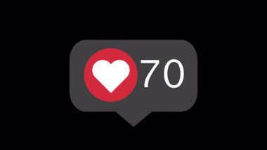 Saydam bir arkaplan üzerinde artan bir sayı sayacı ile sosyal medya tepki düğmelerini temsil eden simge seviyor