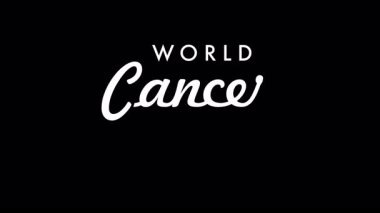 Yeşil zemin üzerinde el yazısıyla yazılmış Dünya Kanser Günü metin animasyonu, kanser farkındalığı, destek, umut ve küresel sağlık kampanyasını temsil ediyor