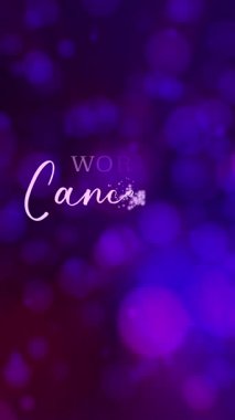 Küresel kanser farkındalığını, dayanışmayı ve umudu temsil eden parçacıklar tarafından oluşturulan el yapımı Dünya Kanser Günü metni