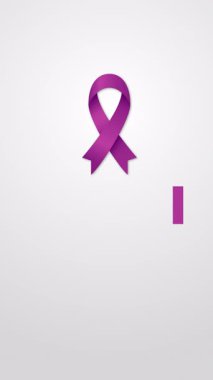 Kanser Kurdelesi sembollü animasyon Dünya Kanser Günü metni, küresel kanser farkındalığı, destek ve dayanışmayı temsil ediyor