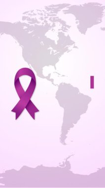 Kanser Kurdelesi sembollü animasyon Dünya Kanser Günü metni, uluslararası kanser farkındalığı ve sağlık destek kampanyasının altını çiziyor