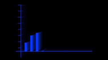Teknoloji güdümlü büyüme tablosu. Sunumlar ve raporlar için mavi 3D grafik animasyonu. Modern finansal rapor animasyonu. İş ve pazarlama kullanımı için mavi 3B çubuk grafiği.