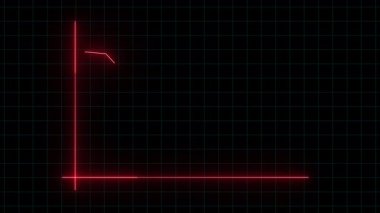 Piyasa trend animasyonu. Ekonomik kriz ve veri kaybını gösteren kırmızı çizgi çizelgesi. Teknoloji çizgisi animasyonu. Kırmızı mali tablo gerileme ve kriz gösteriyor.