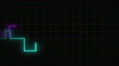 Neon hatları ızgara animasyon soyut siber punk tarzı hareket grafikleri teknoloji arkaplan yayın tasarımı. Soyut neon çizgileri ızgara animasyonu parlayan siber punk tarzı teknoloji.