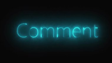 Parlayan teal neon yorum işareti animasyon metin hareketi grafikleri dijital sanat soyut arkaplan. Canlandırılmış parlak teal neon yorum işaret işareti metin hareketi grafikleri dijital sanat soyut tasarım ögesi.