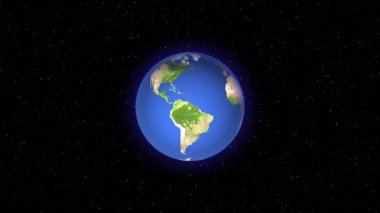 Dönen Amerika görünümlü çarpıcı uzay arkaplanı kusursuz 4K UHD animasyonu. Zarif Dünya Dönüşü Amerikalar kozmik arka plan yüksek çözünürlüklü dikişsiz döngü.