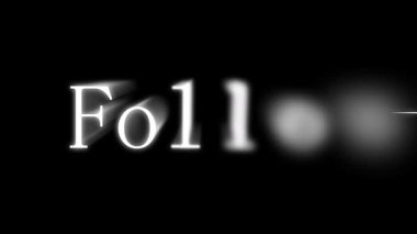 Metin animasyon parçacıkları takip et giriş açıcı sosyal medya dijital pazarlama hareketi grafikleri. Animasyon takip eden metin hareketi grafikleri siyah arkaplan sosyal medya tanıtım web sitesi uygulaması 4K UHD.