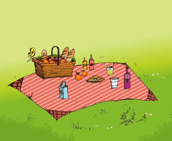 Picnic al aire libre en el parque — Vector de stock