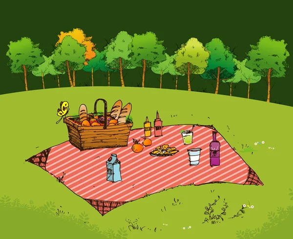 Открытый пикник в парке — стоковый вектор