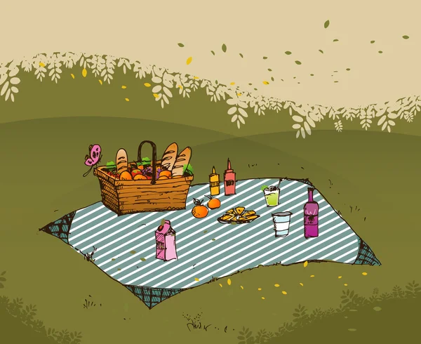 Buiten picknick in het park — Stockvector