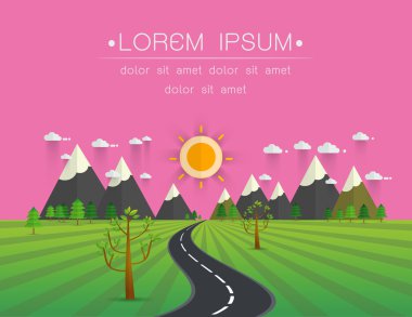 Yeşil Vadi, dağlar, tepeler, bulutlar ve sk tarih Pzr yolda