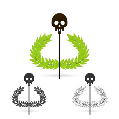 olive branch with skull symbol of greek god hades clipart