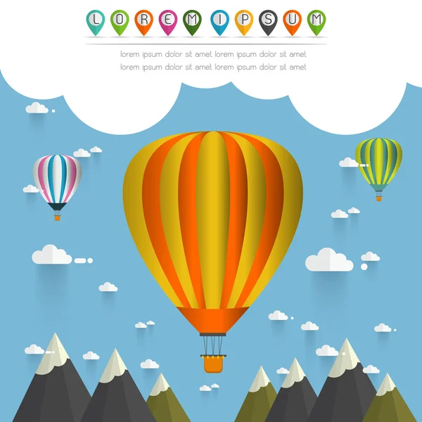 ムーテインの上空の熱気球 — ストックベクタ