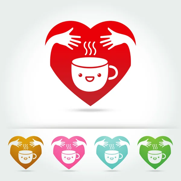 Koffie cute Cup logo ontwerpelementen — Stockvector