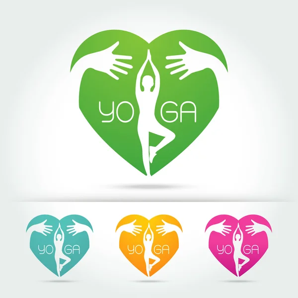Yoga poses in heart with hug hand — Stock Vector
