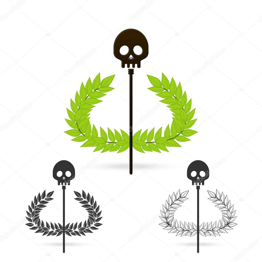 Olive branch with skull symbol of greek god hades Stock Vector by ©es7sense  113688588, image size:1024x1024