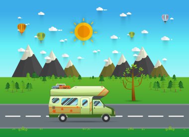 Aile Gezgin kamyon yolda sürme