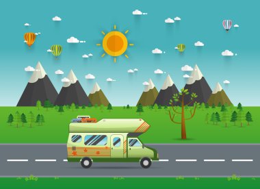 Aile Gezgin kamyon yolda sürme