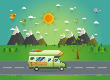 Aile Gezgin kamyon yolda sürme