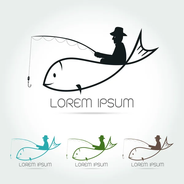 Balık tutma vektör logo tasarım şablonu