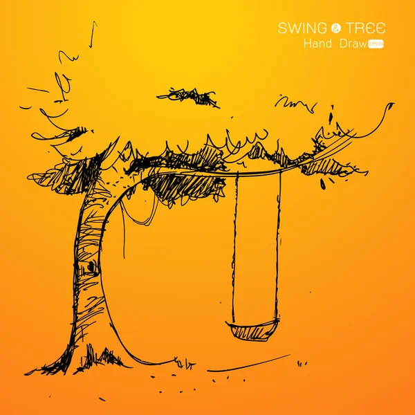 Tree with swing hand draw — Stock Illustration Tree with swing hand draw Vector Graphics