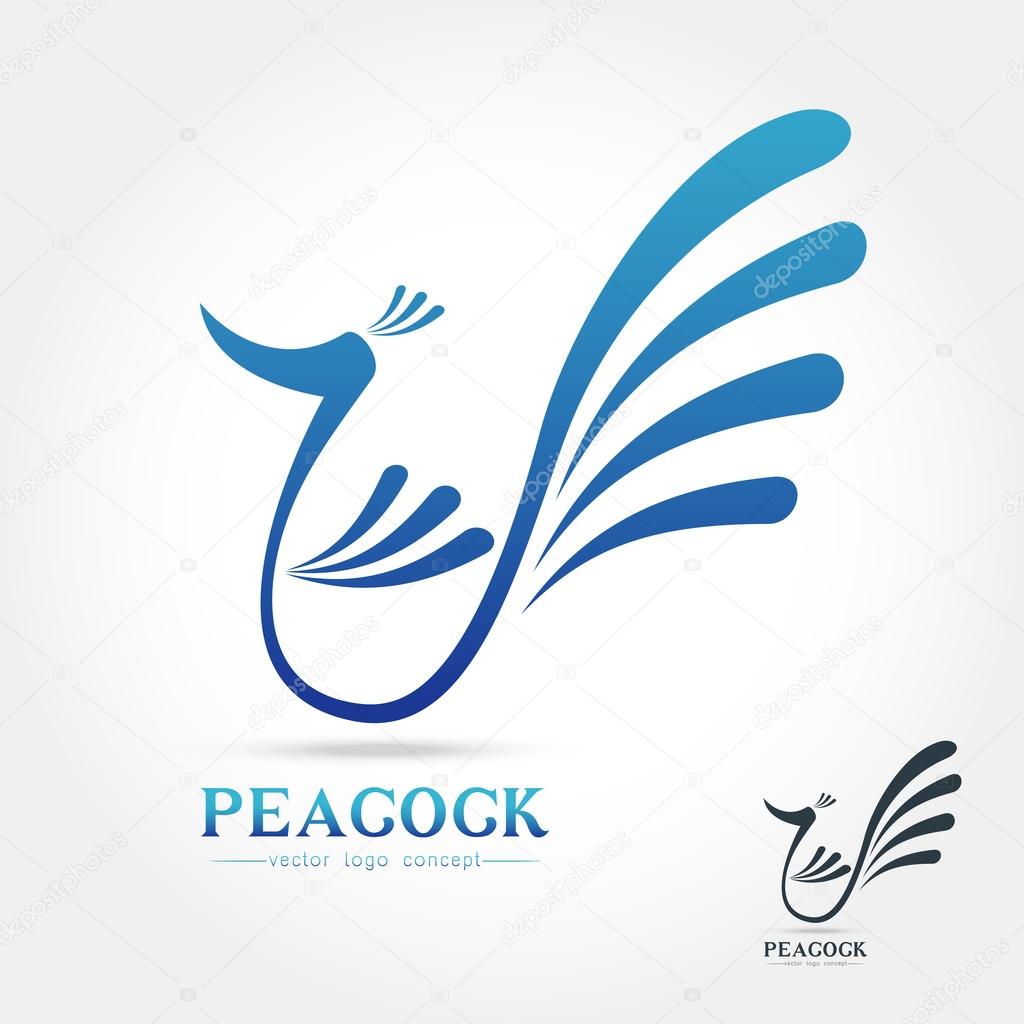 Peacock logo abstract design template. Stylized peafowl icon such as logotype.on  white background ,Vector illustration