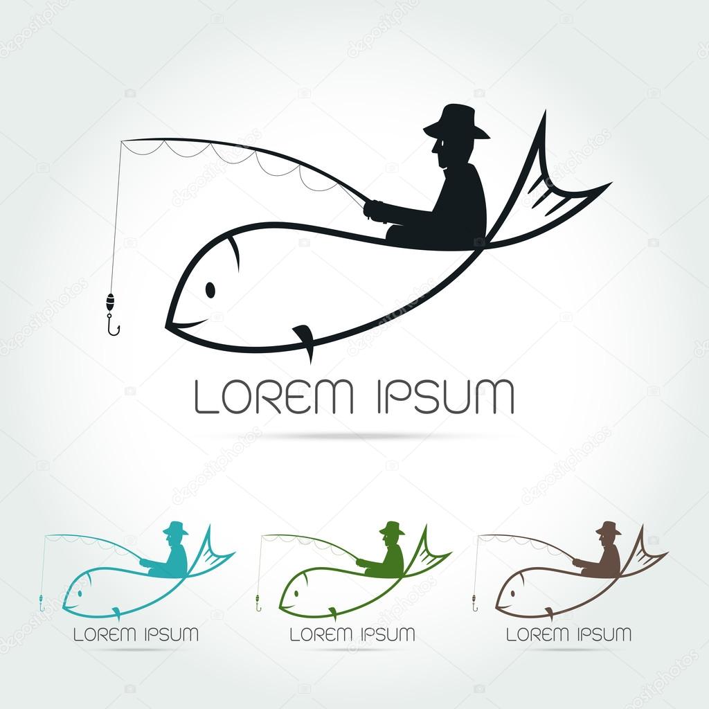 Fishing vector logo design template. fisherman, fisher, fish or angling,sport icons on white background Vector illustration