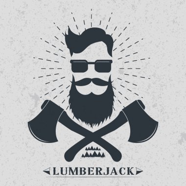 Oduncu etiket, logo, t-shirt tasarım vektör çizim