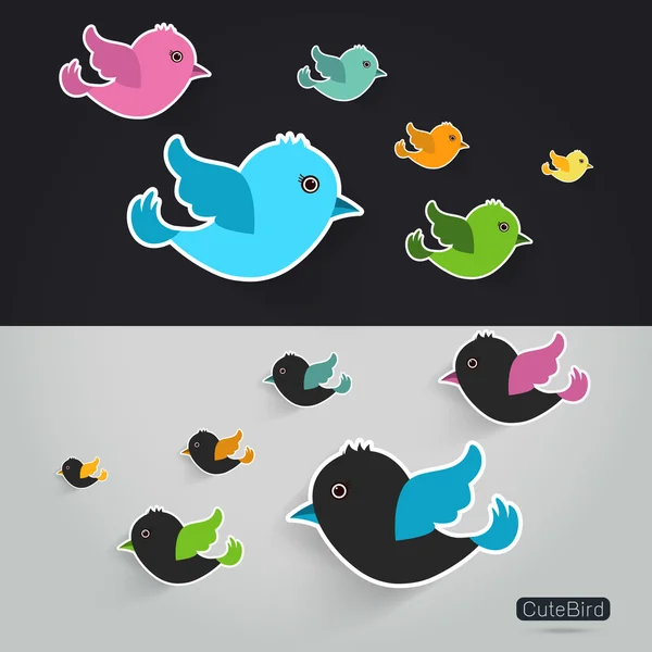 Set of cute birds — Stock Vector