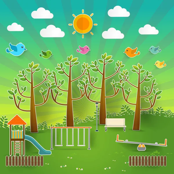 Kinderen de speeltuin. Vectorillustratie. — Stockvector