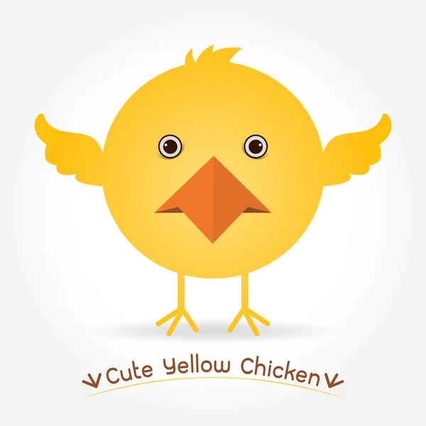 Lindo pollo amarillo de Pascua sobre fondo blanco — Vector de stock