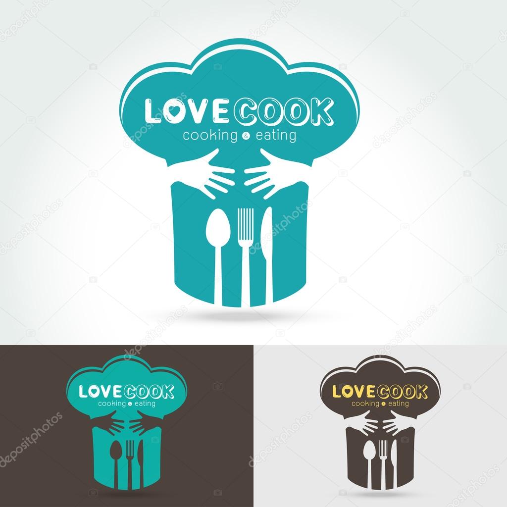 Hug and Love Cooking Logo,vector Logo template