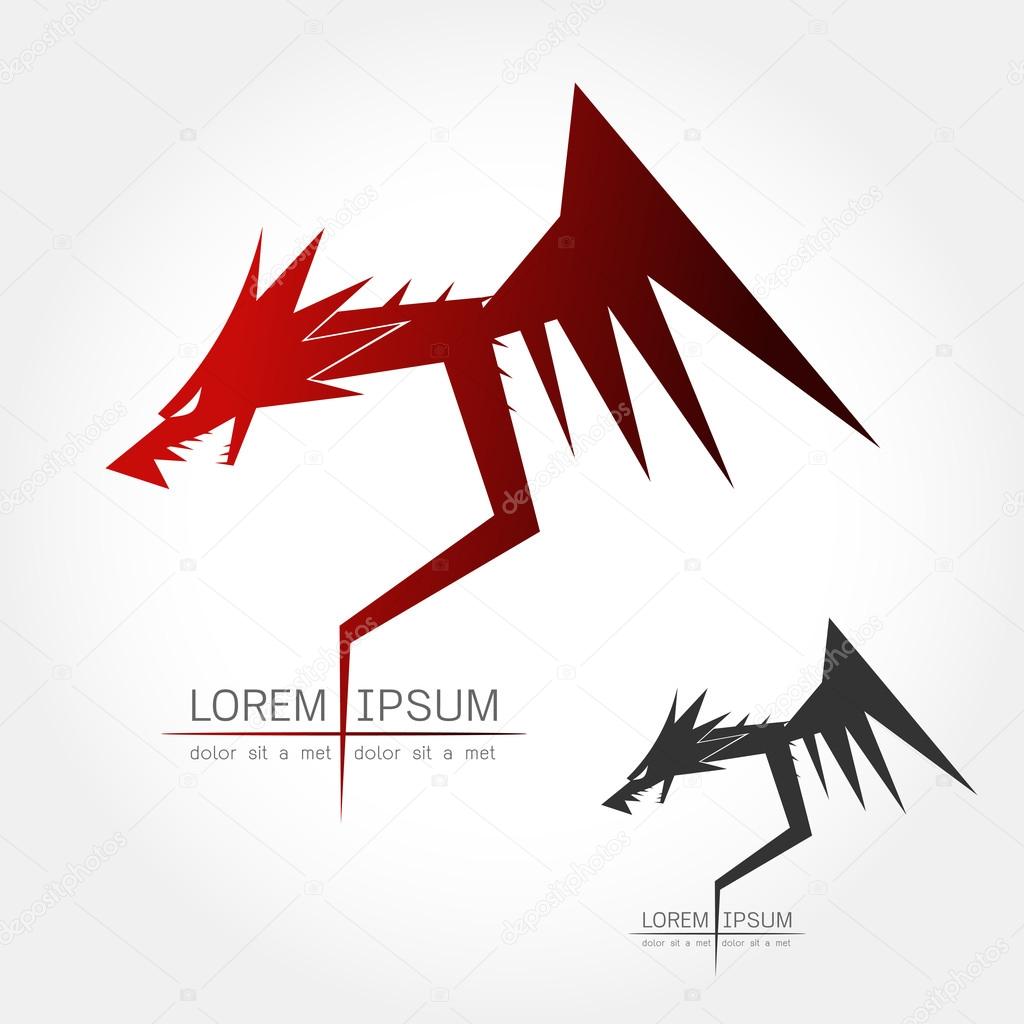 Dragon silhouette logo on white backgrond Vector illustration