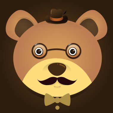 Gözlük ve şapka giyen bir hipster ayıcık vektör görüntü