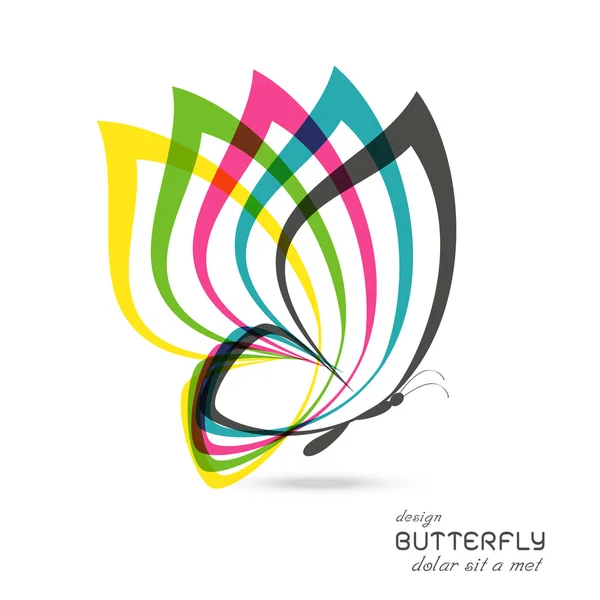 Colorato logo farfalla — Vettoriale Stock