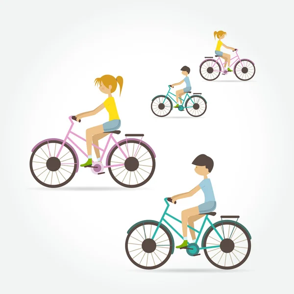 Man and woman riding bicycles — Stock Vector