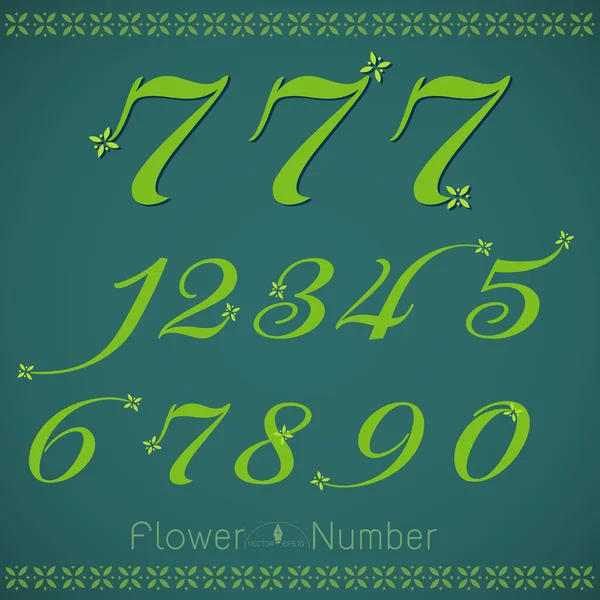 Numbers 0-9 flower and luxury vector — Stock Vector