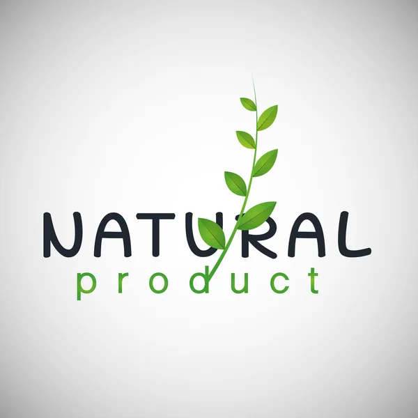 Modelo de design de logotipo de produto natural. Ramo com folhas verdes — Vetor de Stock