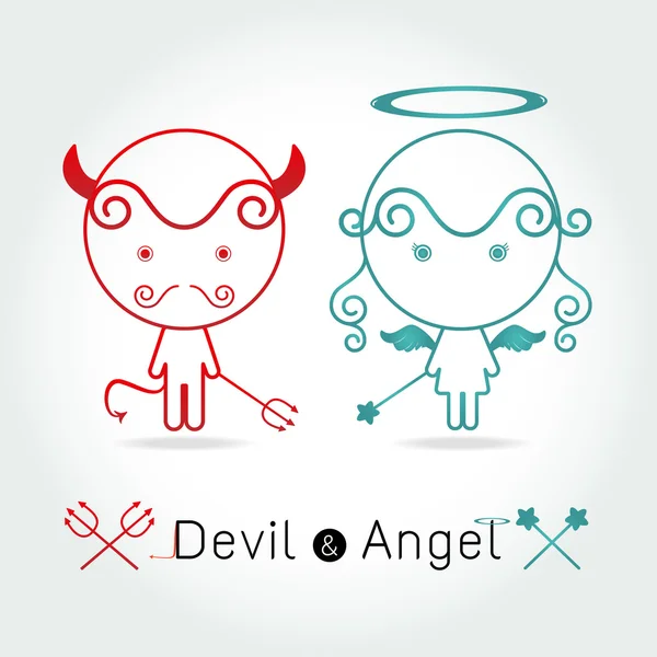 Dessin animé petits anges Cupidon et mauvais rouge jeu de vecteur