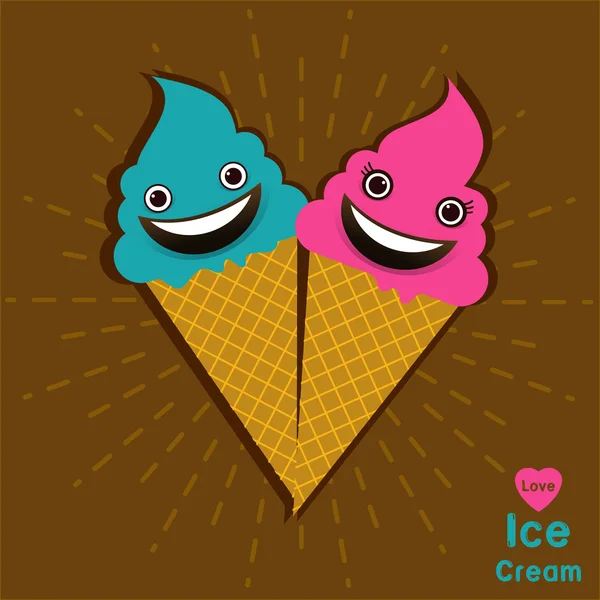 Logotipo de helado de amor en dos formas de color de fondo — Vector de stock