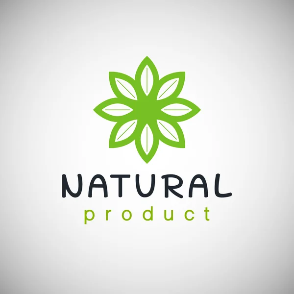 Modelo de design de logotipo de produto natural. Ramo com folhas verdes — Vetor de Stock