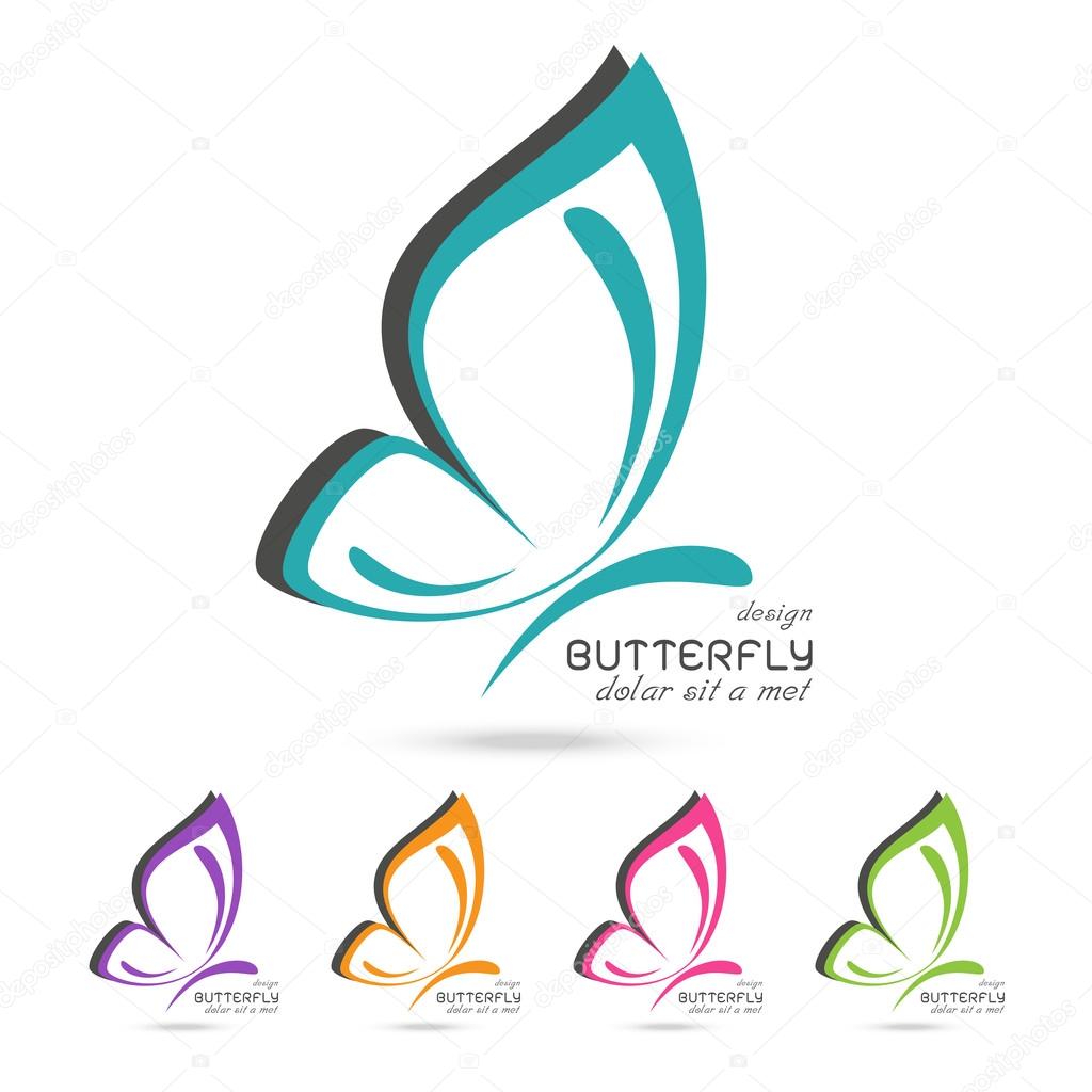Colorful butterfly logo on white background ,isolate Vector illustration