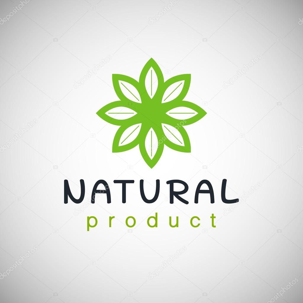 Natural product logo design template Vector illustration. Branch with green leaves