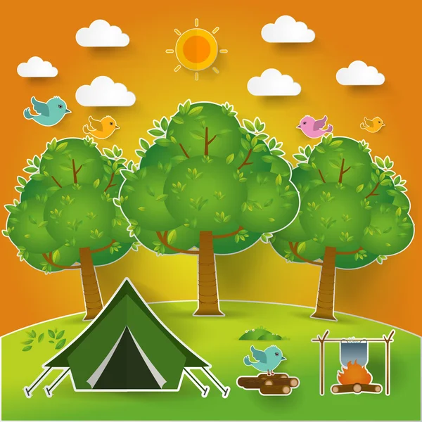 Landscape.Hiking and camping. Vector  illustration — Stock Vector