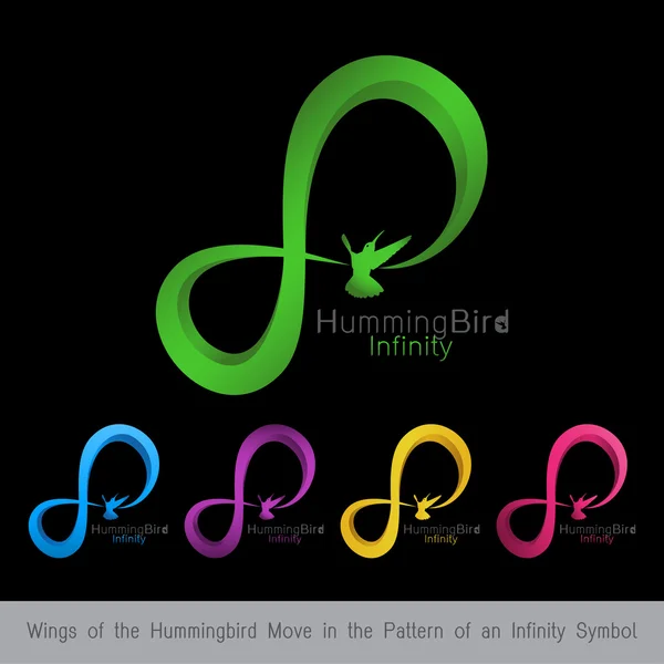 Wings of the hummingbird move in the pattern of an infinity symb — Stock Vector