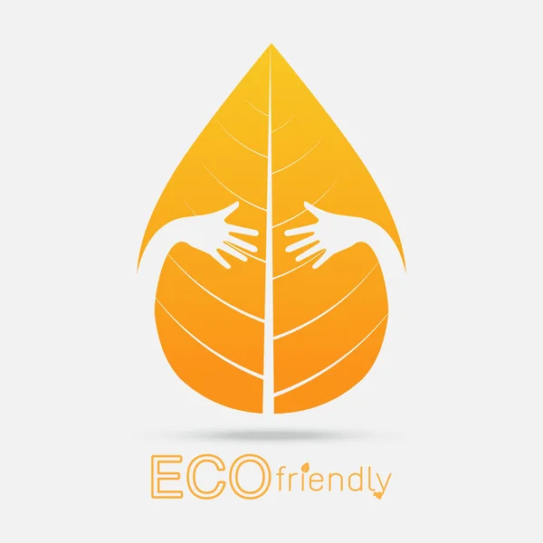 Eco friendly izolovat ruky obejmout list koncept — Stockový vektor