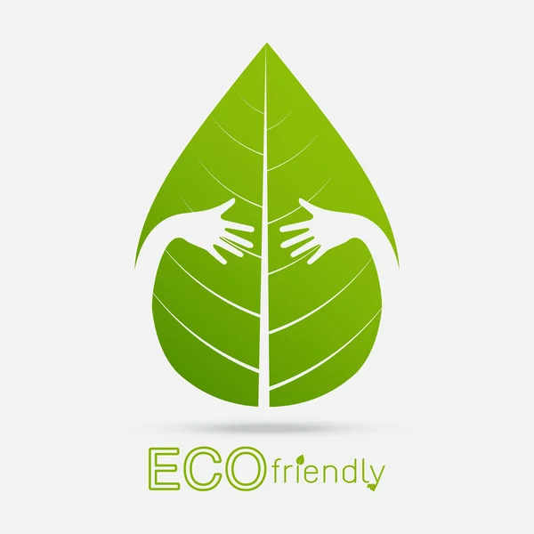 Eco friendly isolera hand kram leaf koncept — Stock vektor